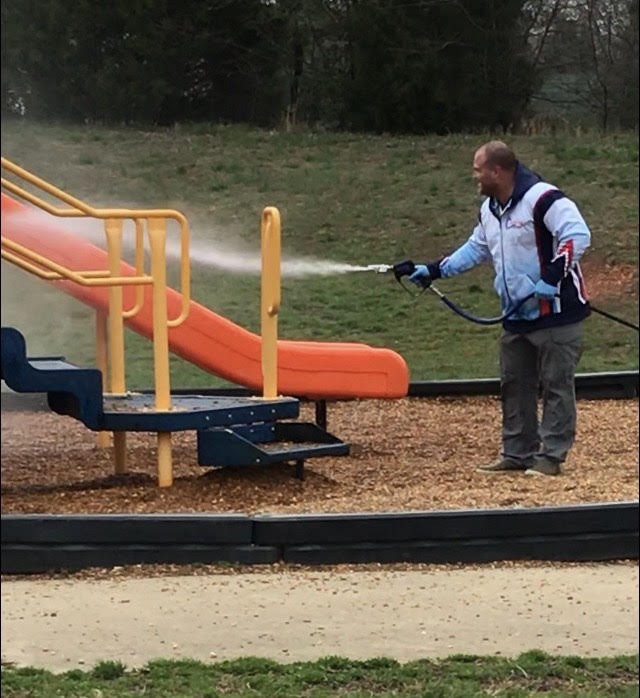 Sanitizing sango elementary school clarksville